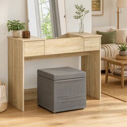 Grey Backless Bar Stool with Fabric Cushion and Wood Legs