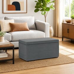 Grey Fabric Seat Backless Bar Stool with Engineered Wood Legs