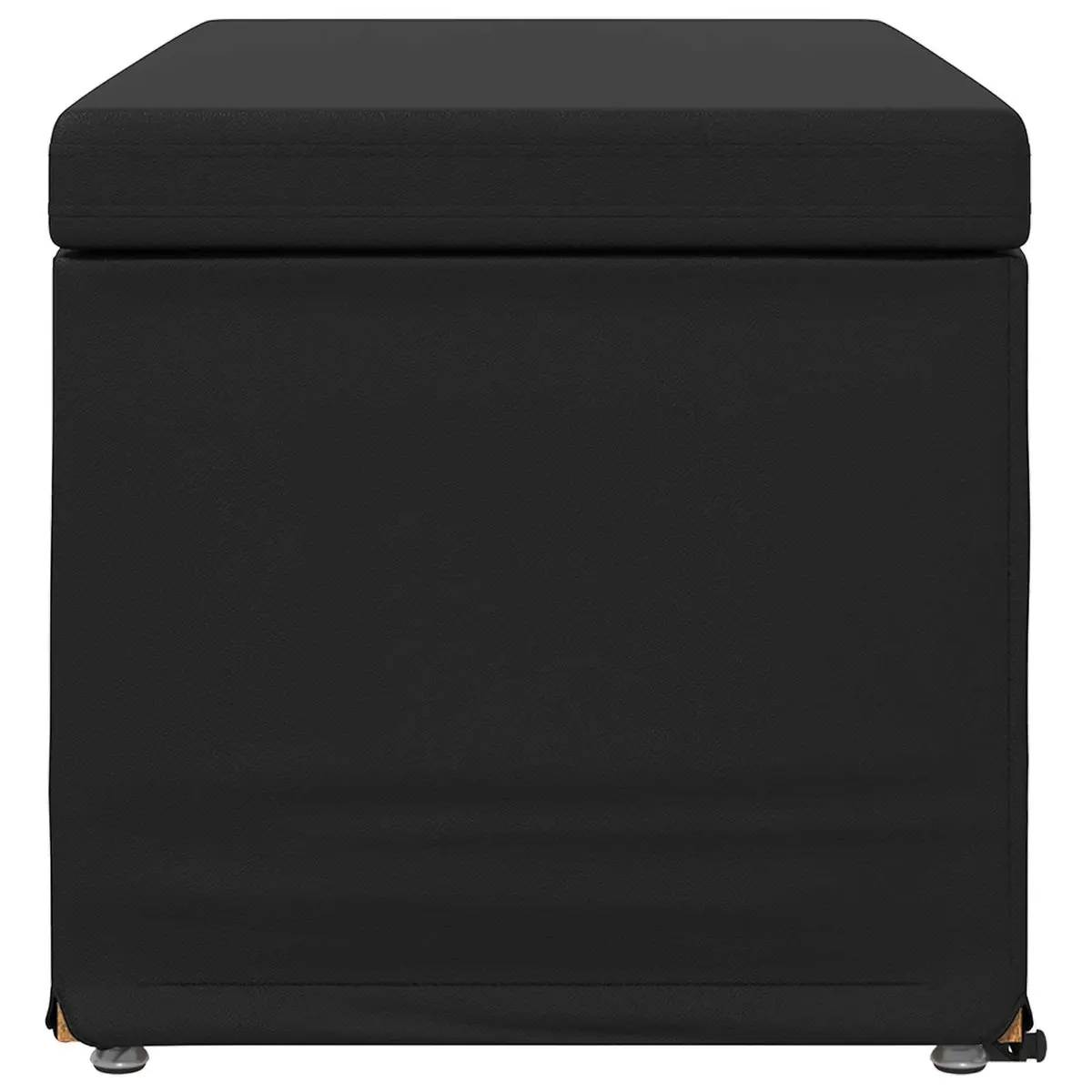 Backless Bar Stool Cushioned Seat Compact Size Black Faux Leather