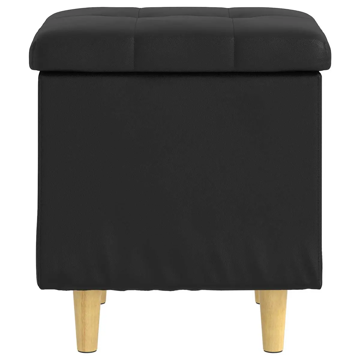 Storage Ottoman with Cushion Black Tufted Design Hidden Storage Footrest Seat