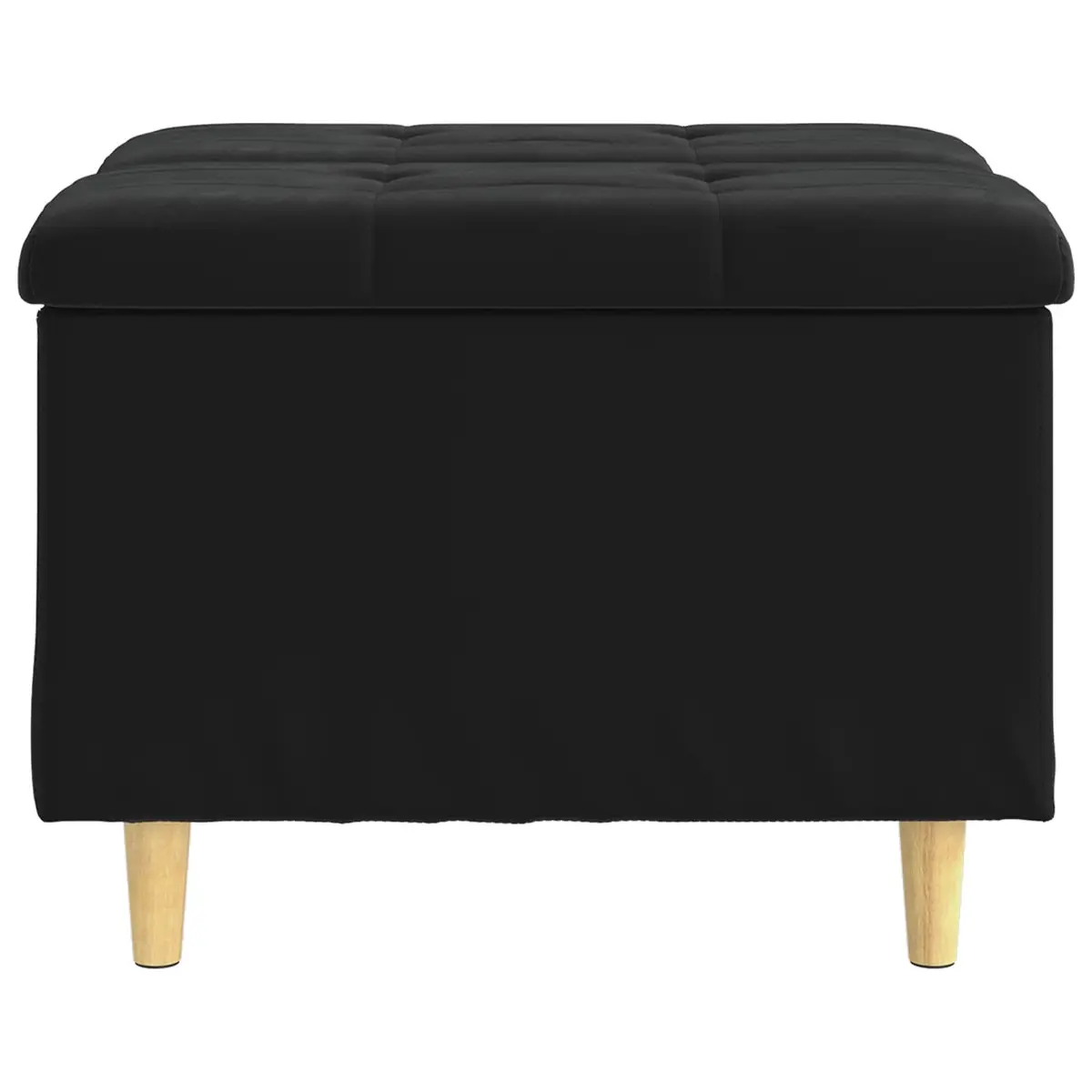Black Velvet Storage Ottoman with Tufted Cushion 60x60x45cm