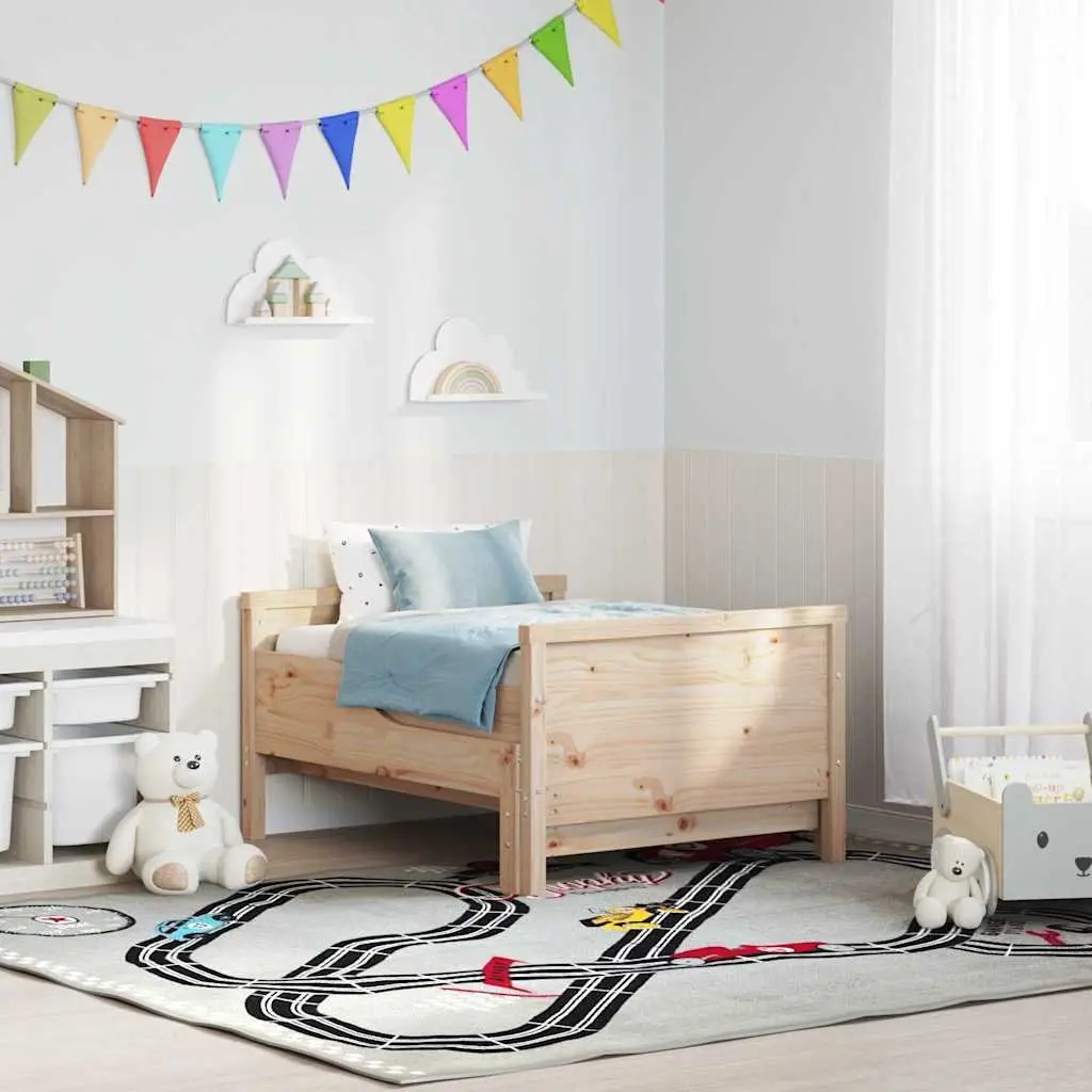 Bed Frame with Headboard and Footboard Engineered Wood Compact Size Beige