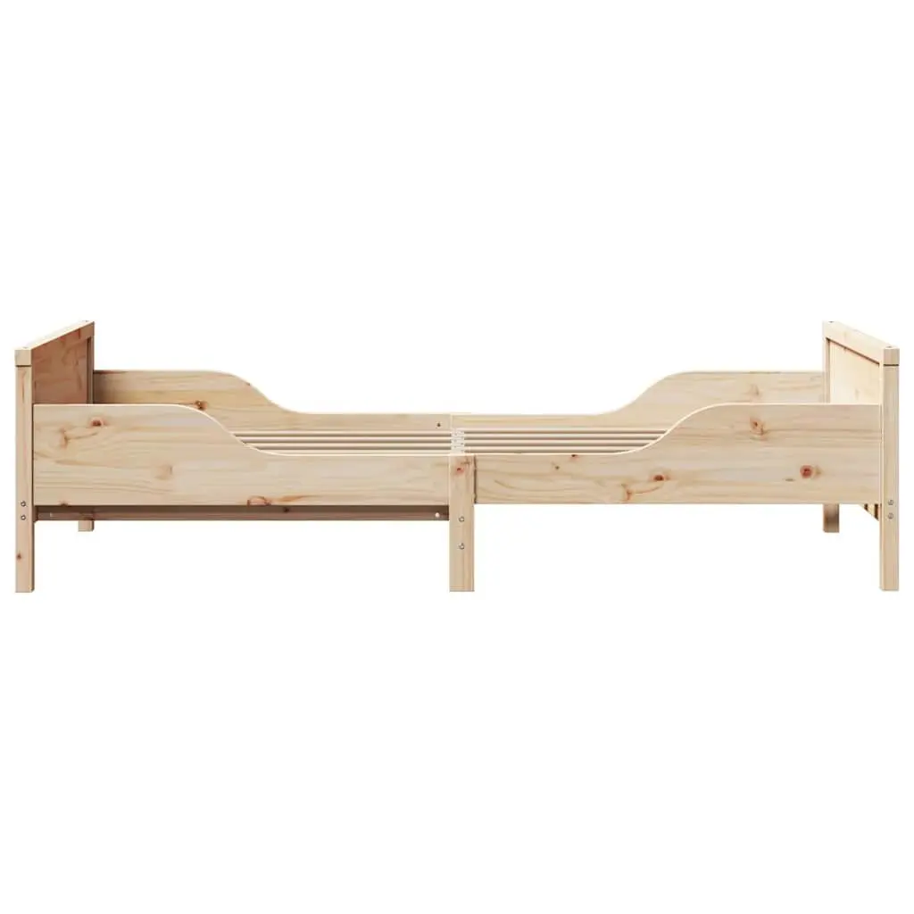 Bed Frame with Headboard and Footboard Engineered Wood Compact Size Beige