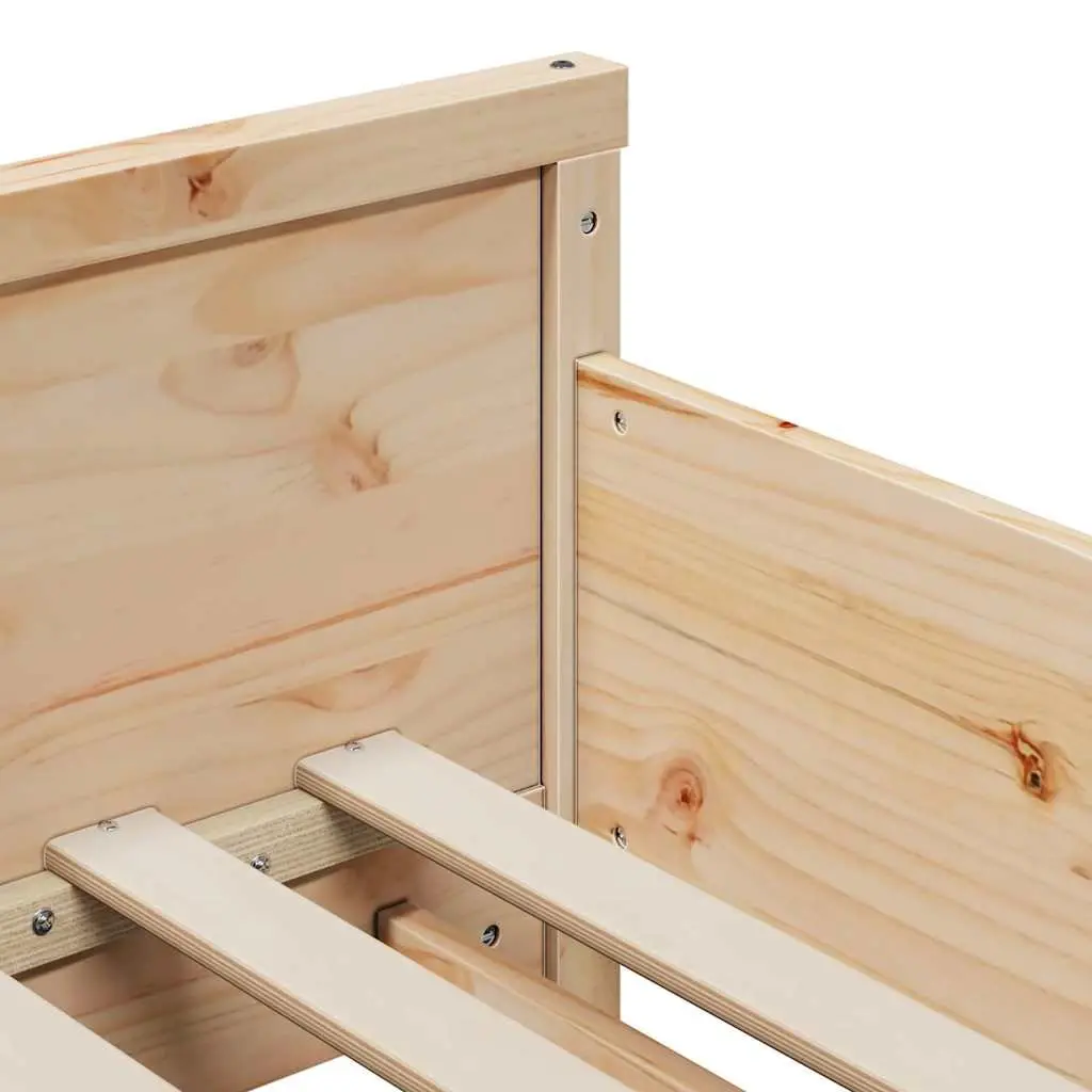 Bed Frame with Headboard and Footboard Engineered Wood Compact Size Beige