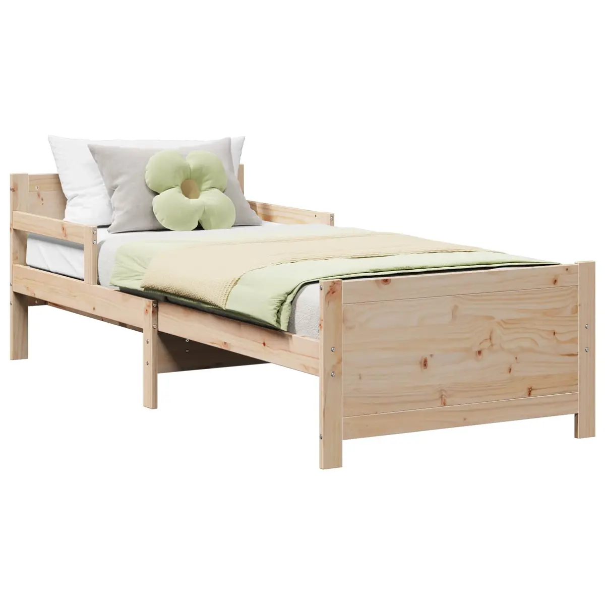 Kids Bed Frame Modern Solid Pine Wood Slatted 80 x 200 cm Beige