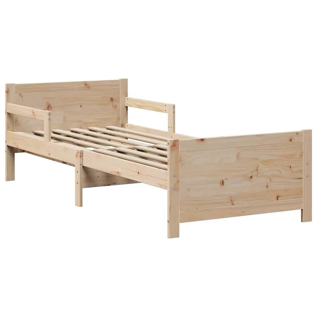 Kids Bed Frame Modern Solid Pine Wood Slatted 80 x 200 cm Beige