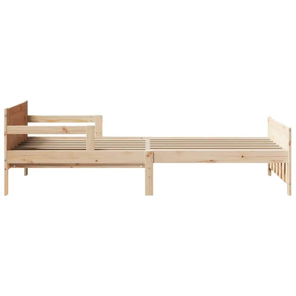 Kids Bed Frame Modern Solid Pine Wood Slatted 80 x 200 cm Beige