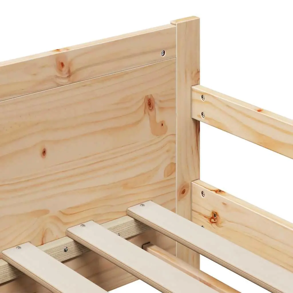 Kids Bed Frame Modern Solid Pine Wood Slatted 80 x 200 cm Beige