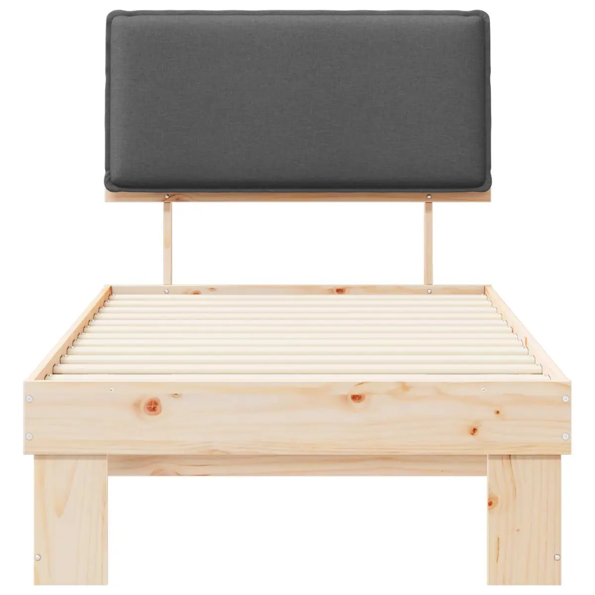 Bed Frame with Upholstered Headboard Comfort 90 x 190 cm Grey Modern Wooden Platform
