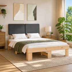 Upholstered Headboard Bed Frame Grey 150 x 200 cm