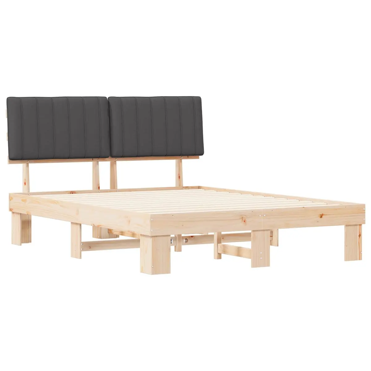 Bed Frame Upholstered Headboard Comfort 150 x 200 cm Grey