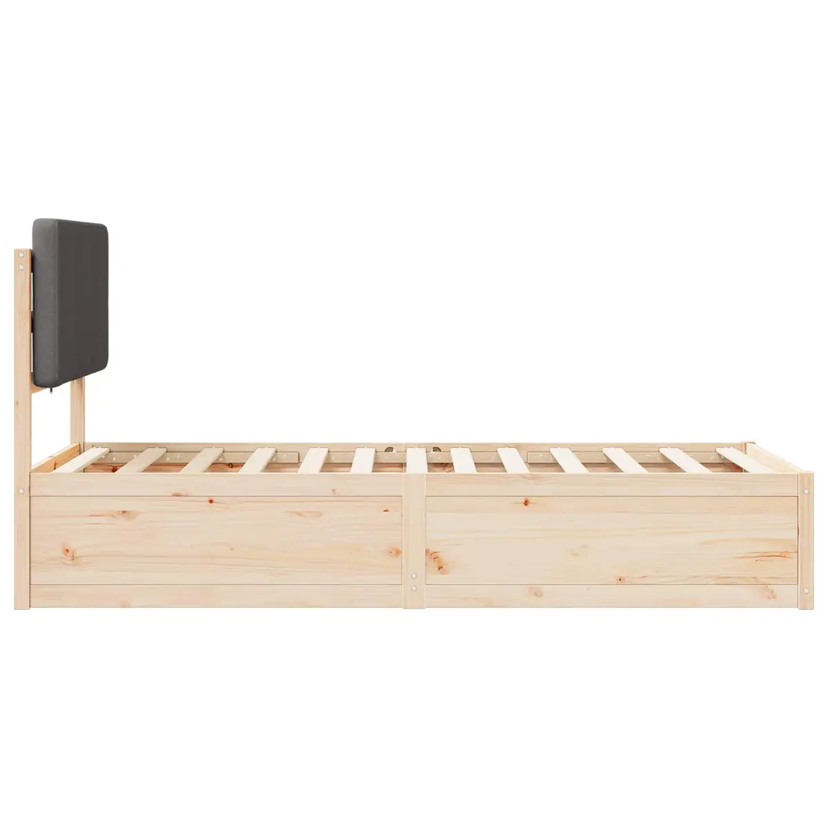 Bed Frame Modern Upholstered Headboard Grey 90 x 190 cm Wooden Platform