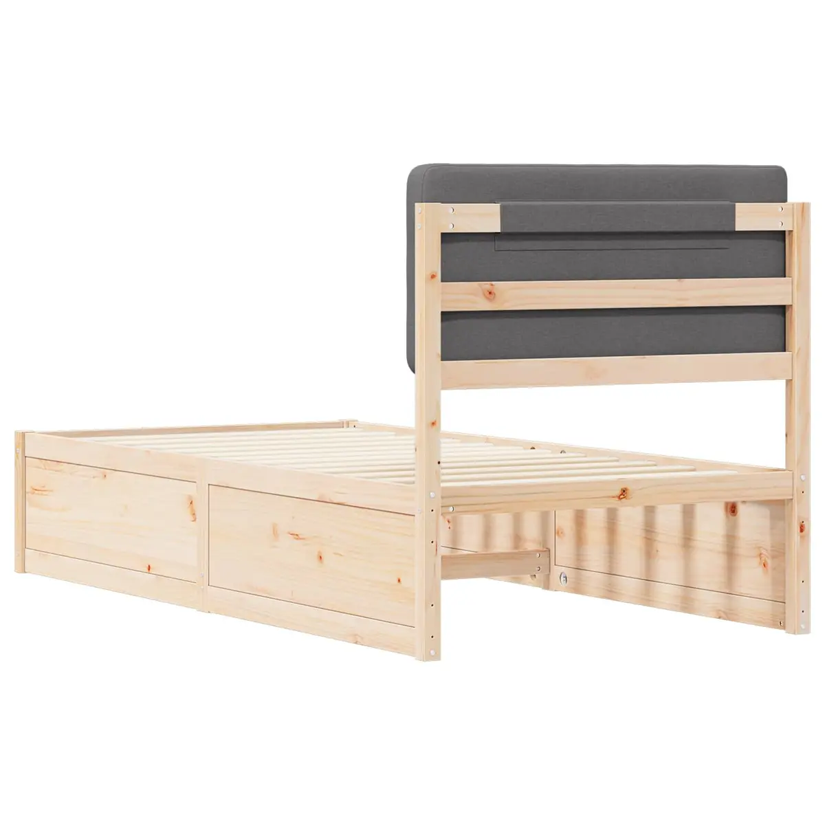 Bed Frame Modern Upholstered Headboard Grey 90 x 190 cm Wooden Platform