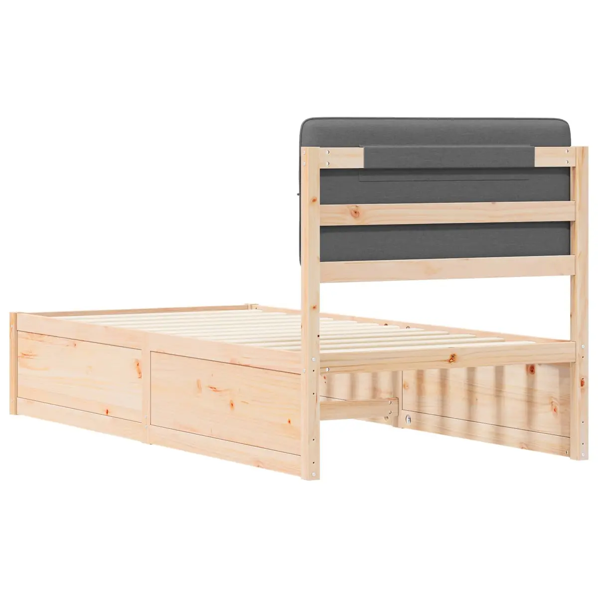 Bed Frame Upholstered Headboard Grey 90 x 190 cm Modern