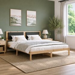 Solid Pine Wood Bed Frame with Headboard Grey 180 x 200 cm