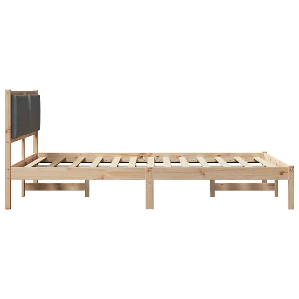 Bed Frame with Headboard Grey 150 x 200 cm Solid Pine Wood Modern Bedroom