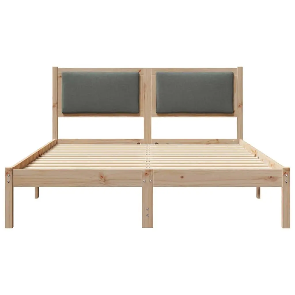 Bed Frame with Headboard Solid Pine Wood Modern 135 x 190 cm Dark Grey