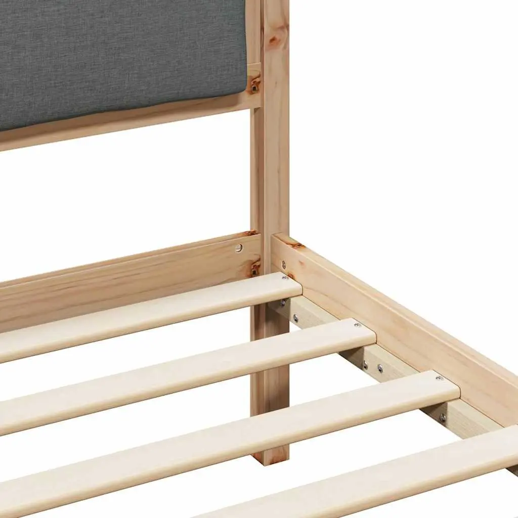 Bed Frame with Headboard Solid Pine Wood Modern 135 x 190 cm Dark Grey