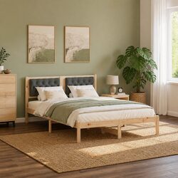 150 x 200 cm Bed Frame with Upholstered Headboard