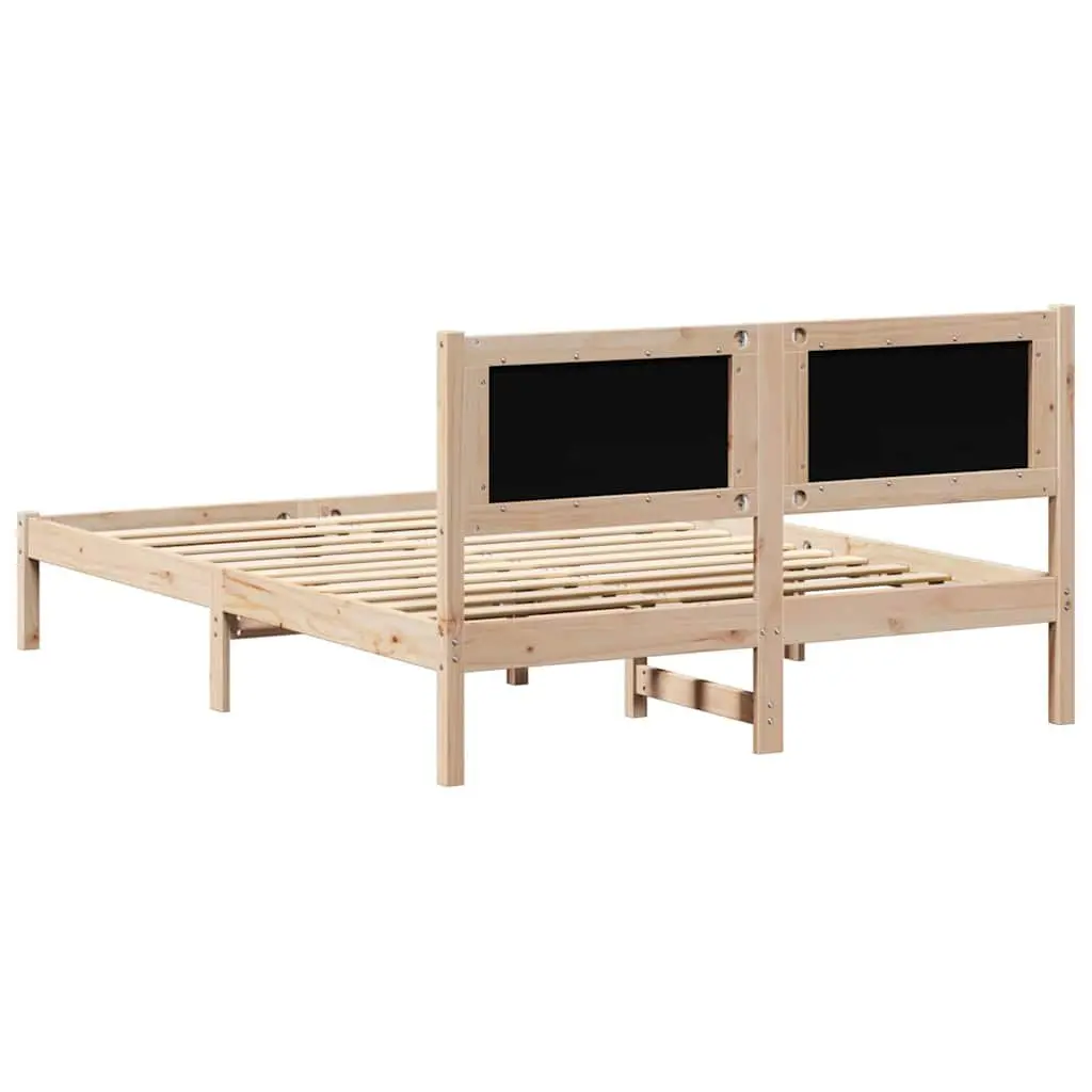 Pine Wood Bed Frame with Upholstered Headboard Modern Minimalist 150 x 200 cm Brown