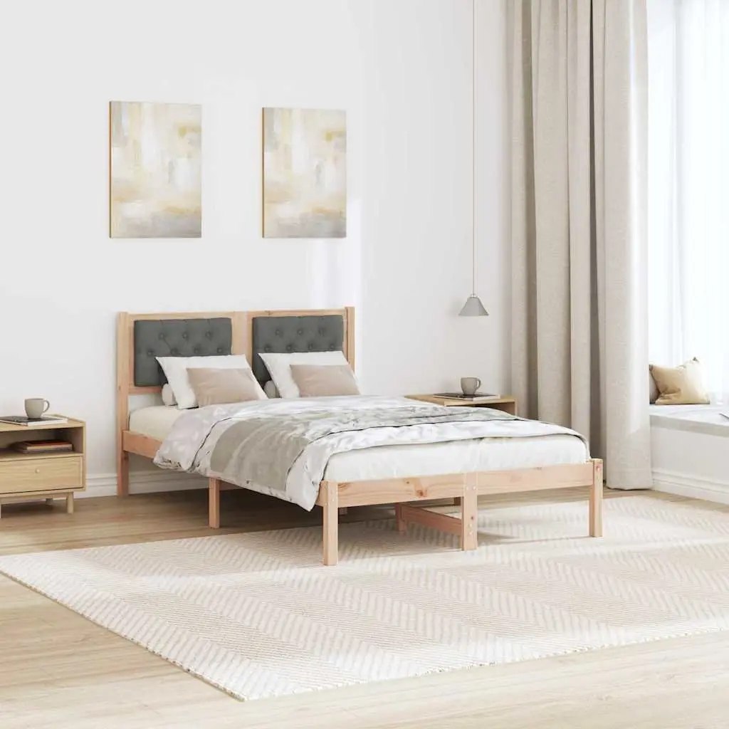 Bed Frame with Headboard 135 x 190 cm Solid Pine Wood Modern Minimalist Design