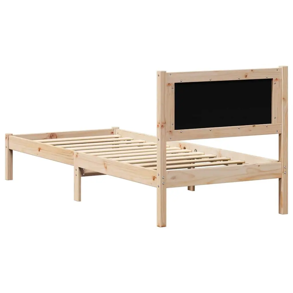 Minimalist Bed Frame with Upholstered Headboard 90 x 190 cm Solid Pine Wood Brown