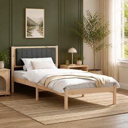 Upholstered Headboard Bed Frame 90 x 190 cm - Dark Grey