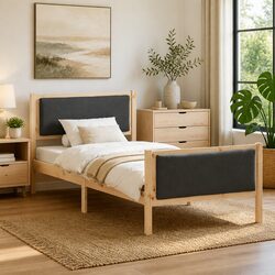 Functional Bed Frame with Headboard 90 x 190 cm Solid Pine Wood