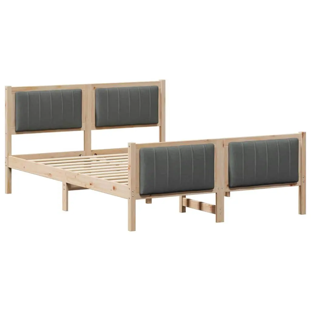 Platform Bed Frame 135 x 190 cm Solid Pine Wood
