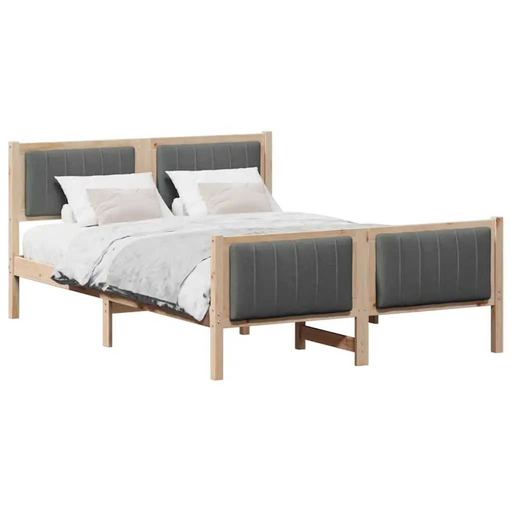 Platform Bed Frame 135 x 190 cm Solid Pine Wood