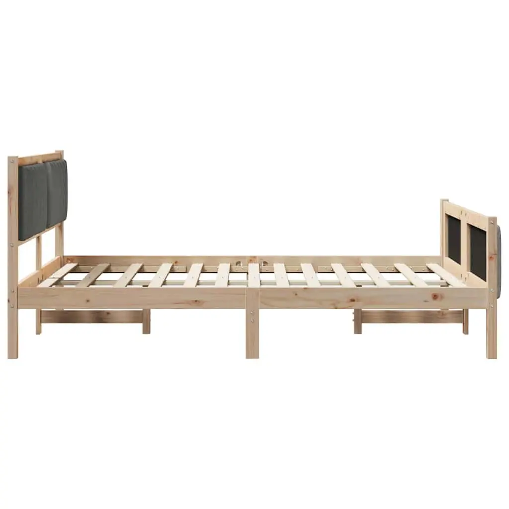 Platform Bed Frame 135 x 190 cm Solid Pine Wood