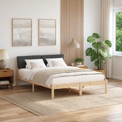 Platform Bed Frame 150 x 200 cm with Upholstered Headboard