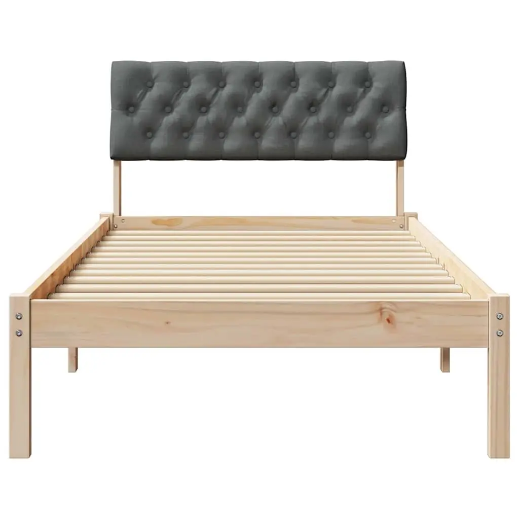 Bed Frame Platform Solid Pine Wood 90x190cm Brown Dark Grey