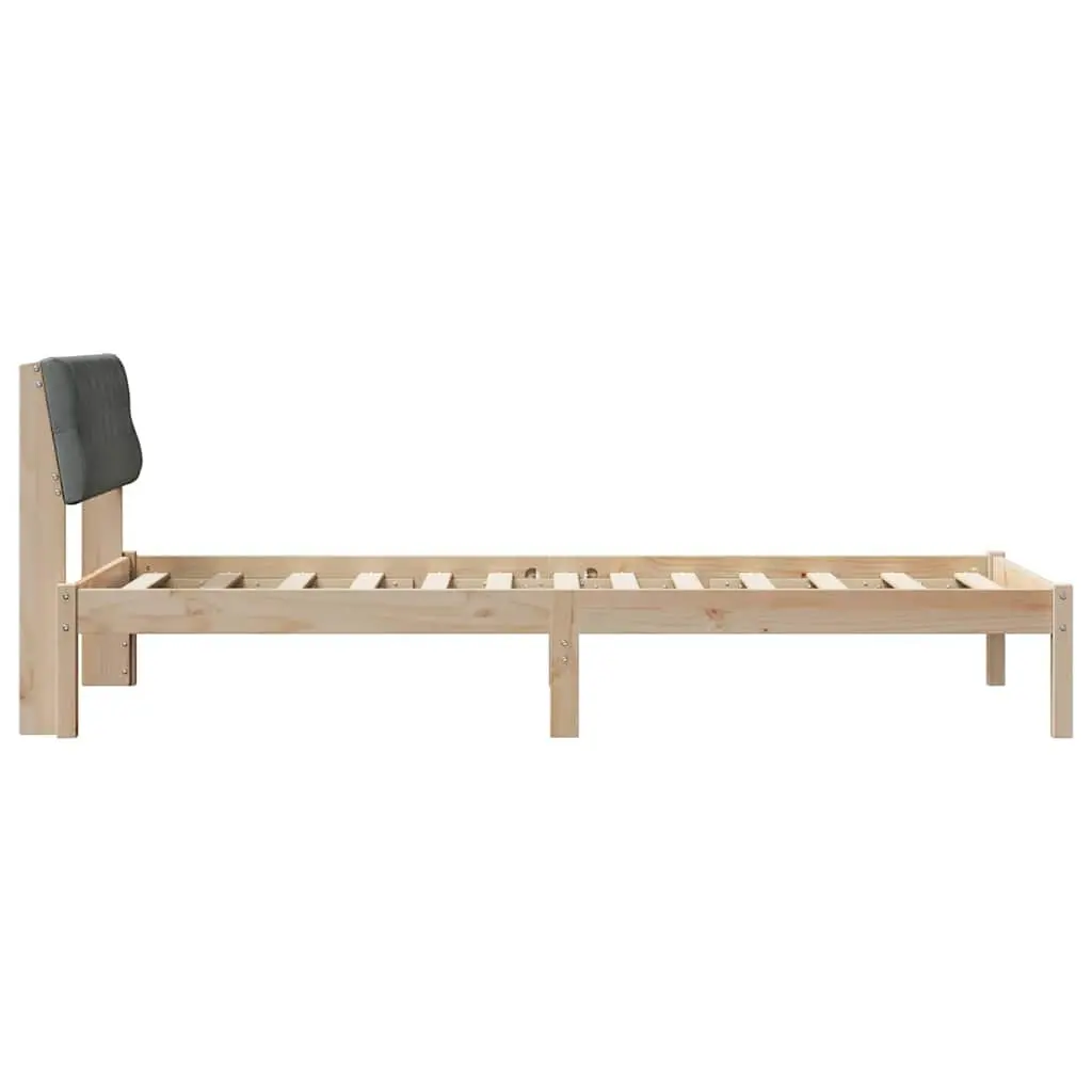 Bed Frame Platform Solid Pine Wood 90x190cm Brown Dark Grey