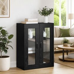 Black Oak Wall-Mounted Storage Cabinet with Spacious Compartments