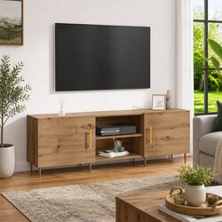 150cm Modern Rectangular TV Cabinet in Brown Engineered Wood