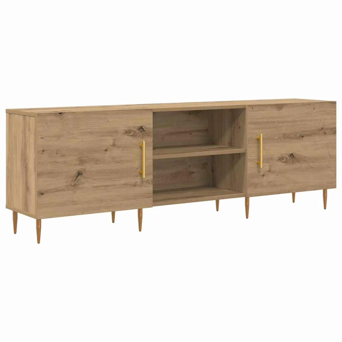 TV Cabinet Brown Engineered Wood Modern Storage Unit Rectangular 150cm