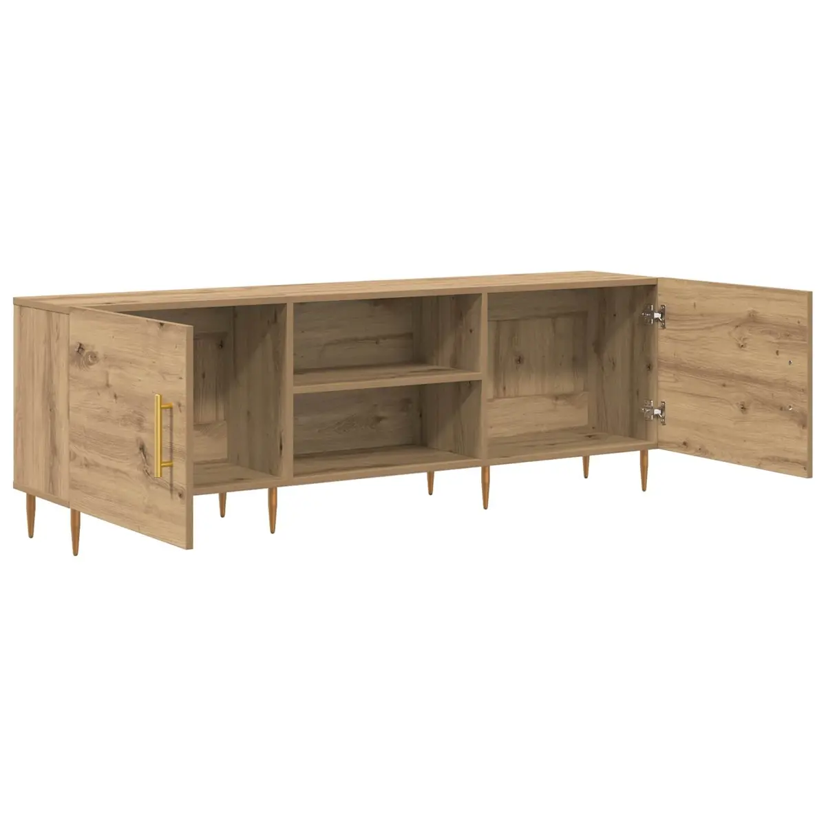 TV Cabinet Brown Engineered Wood Modern Storage Unit Rectangular 150cm