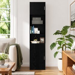 Engineered Wood Wall Cabinet in Black Oak Finish