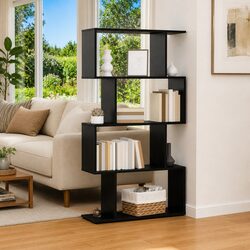 Freestanding Engineered Wood Book Cabinet in Black Oak
