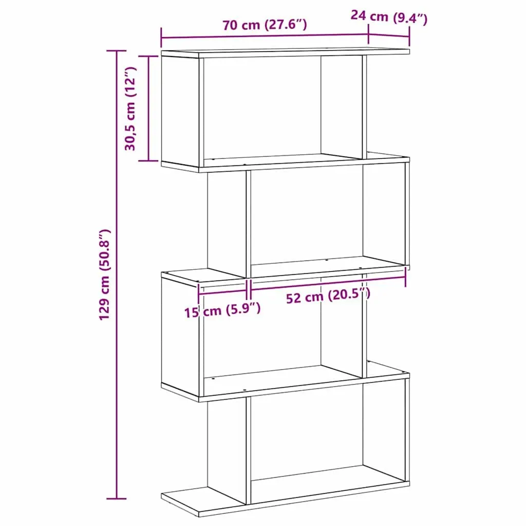 Book Cabinet Modern Freestanding Unit Black Oak 70 x 24 x 129 cm