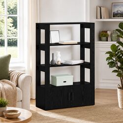 Black Sideboard Buffet Cabinet with Adjustable Shelving