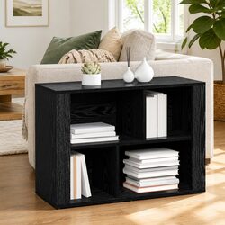Engineered Wood Black Oak Sideboard Storage Cabinet