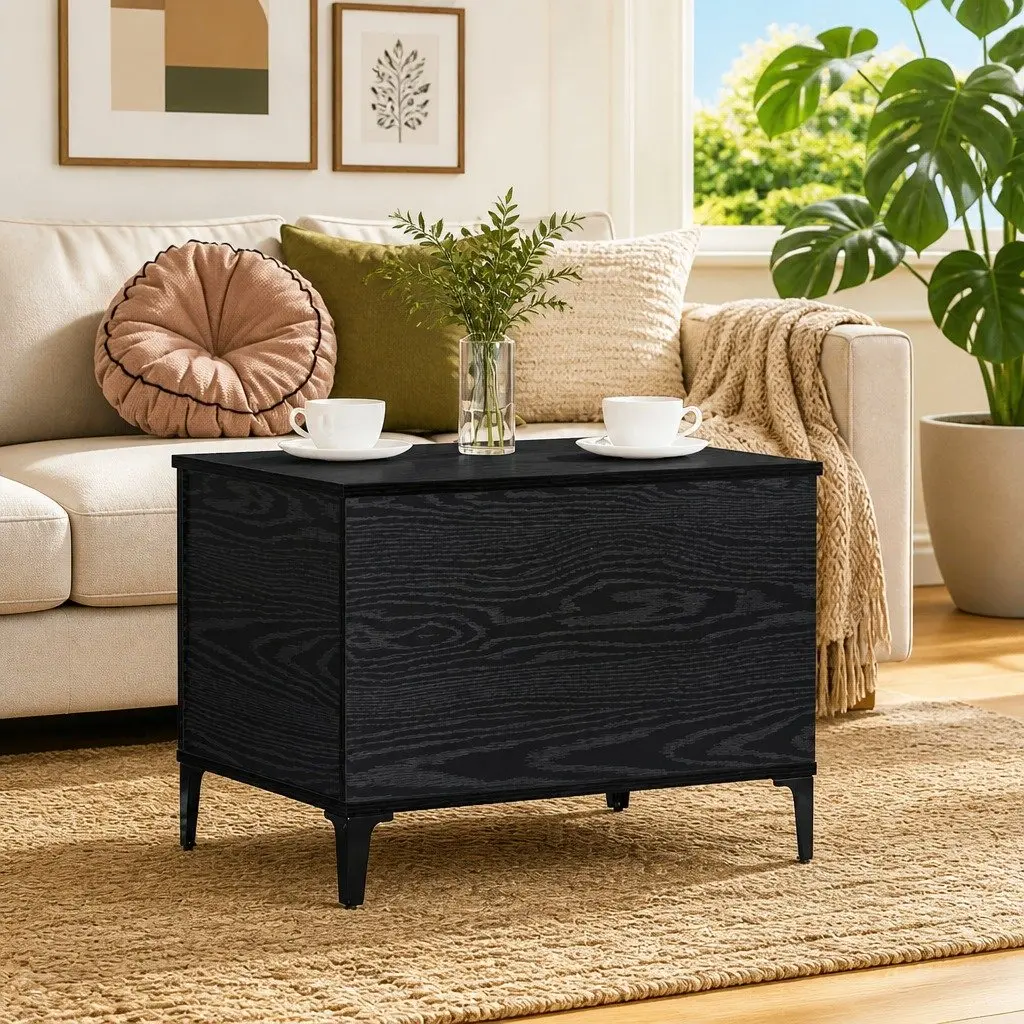Coffee Table Modern Convenience Black Oak Engineered Wood