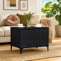 Engineered Wood Coffee Table with Metal Legs