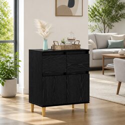 Engineered Wood Sideboard Cabinet in Black Oak Finish
