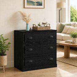 Engineered Wood Black Oak 70cm Sideboard Cabinet