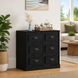 Engineered Wood Black Oak Sideboard Cabinet 70cm