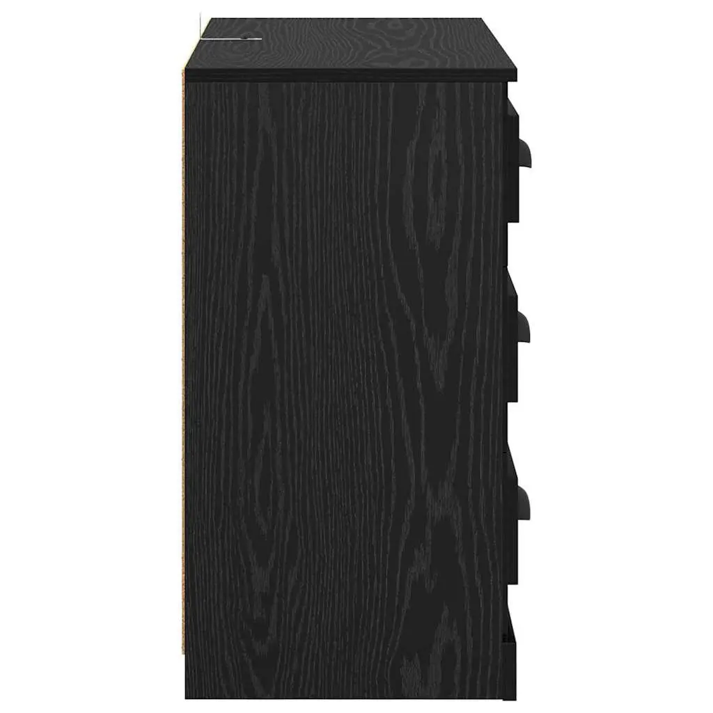 Sideboard Storage Cabinet Engineered Wood Black Oak 70cm