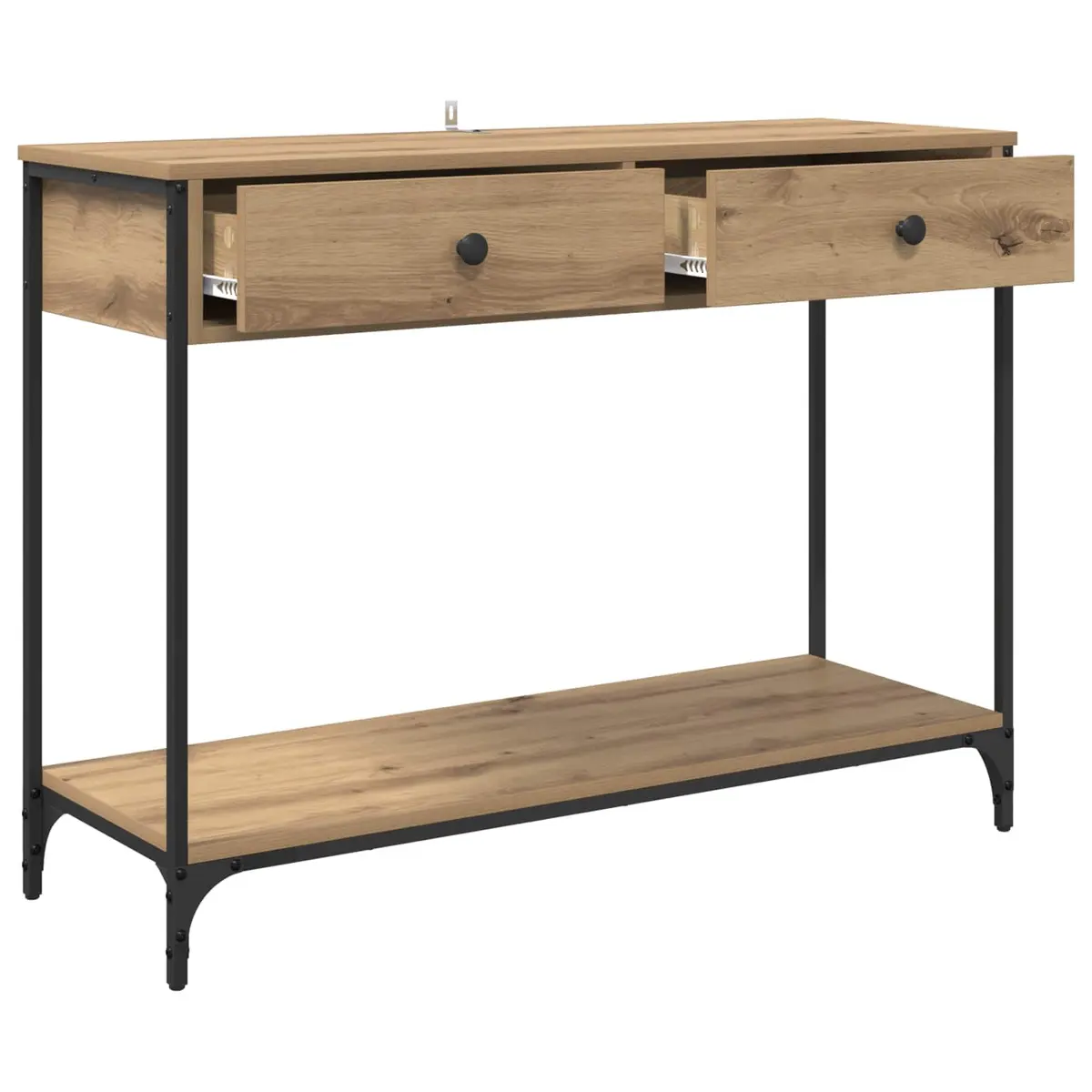 Industrial Console Table with Storage in Brown